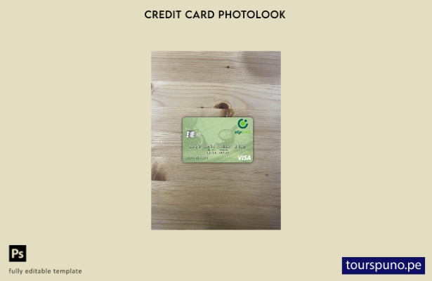 listo para imprimir plantilla frontal de aspecto fotográfico de tarjeta visa OTP